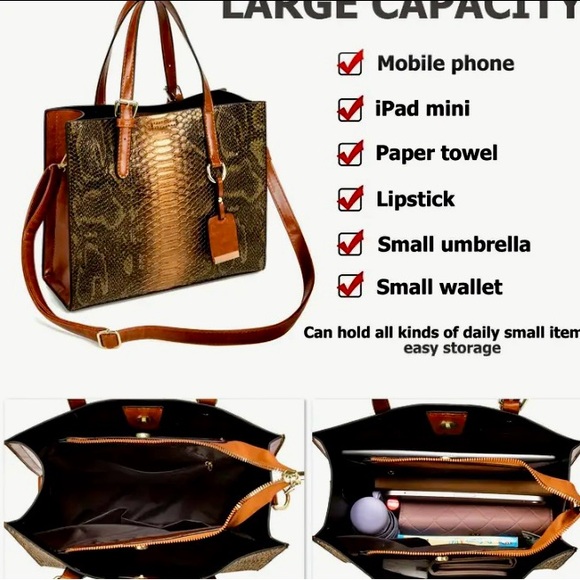 NWOT~THREE PIECE Crocodile Pattern Crossbody/Shoulder bag, Wallet and Clutch - Picture 5 of 6